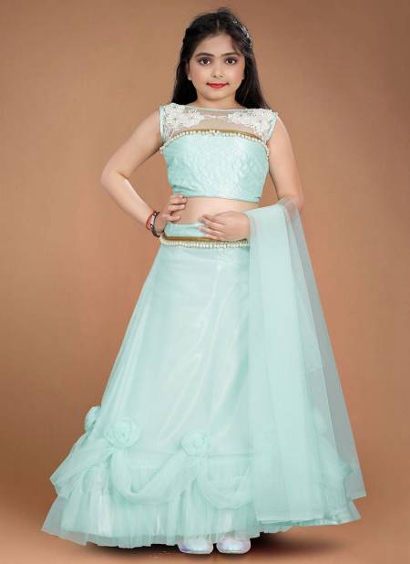 Sky Colour Aaradhna 22 New Designer Festive Wear Heavy Net Latest Kids Lehenga Collection 195